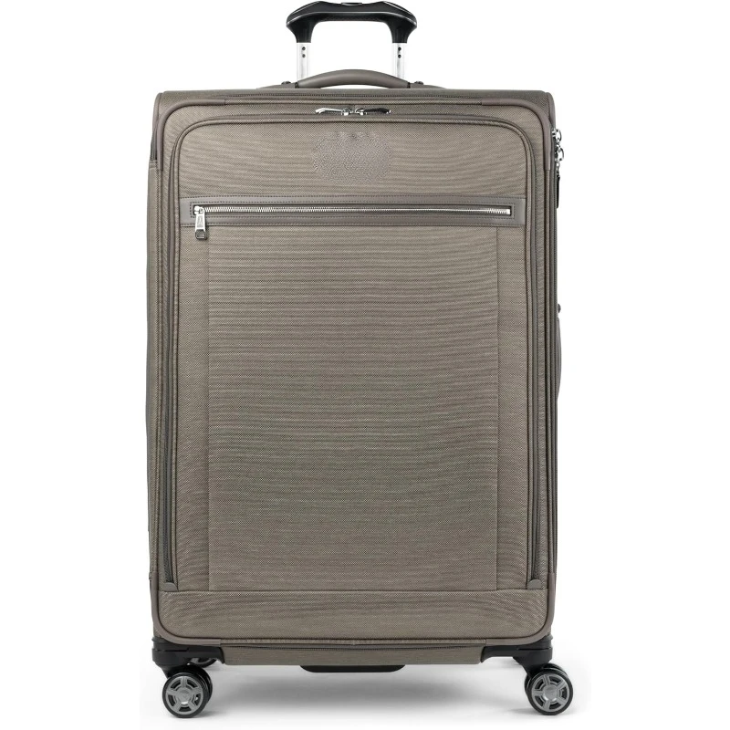 

Platinum Elite Softside Expandable Checked Luggage, 8 Wheel Spinner Large Suitcase, TSA Lock, Men and Women, Metallic Sand,