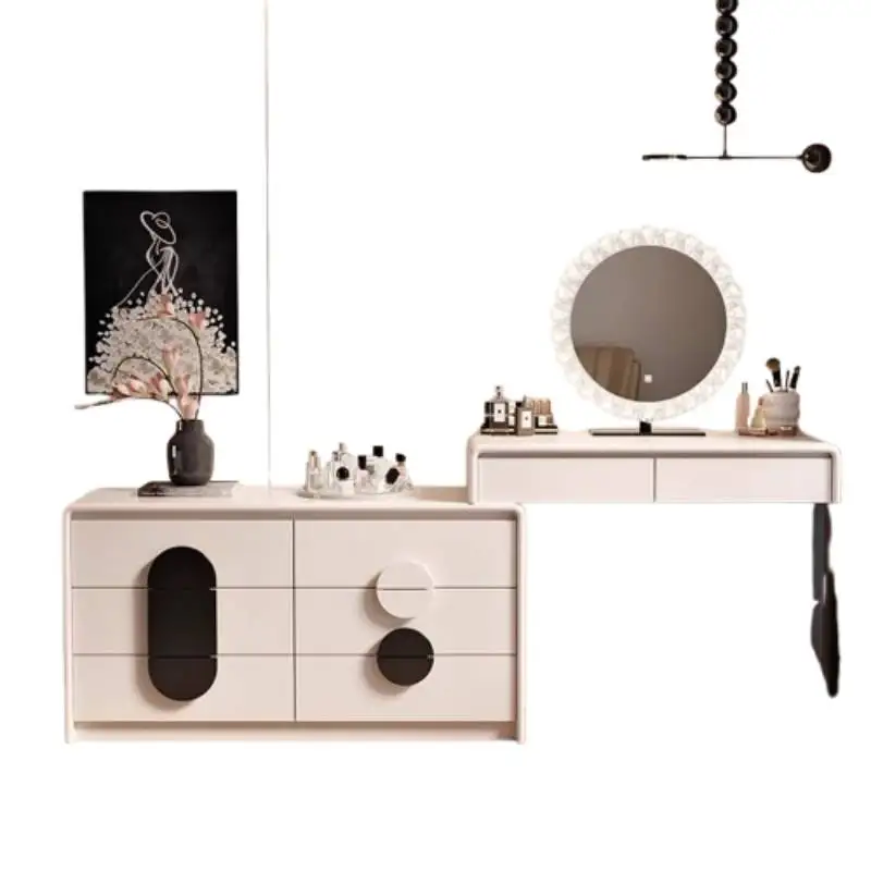 ديكورات كرسي مكتب الغرور مرآة فاخرة صالات كبيرة خزانة الغرور مكتب غرفة نوم أبيض لطيف أثاث Coiffeuse للمنزل #6