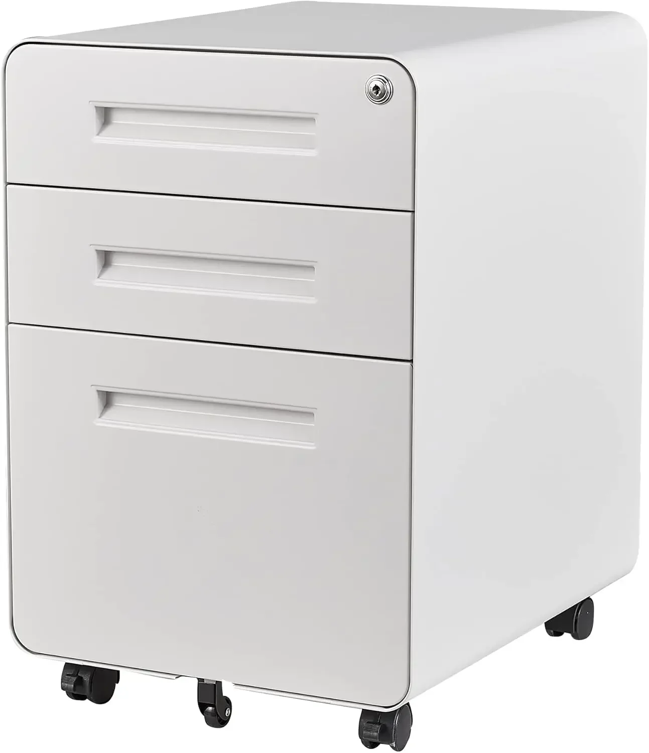 3 Drawer File Cabinet with Lock, Metal Filing Cabinets for Home Office, Small Rolling File Cabinet Under Desk Office Drawer