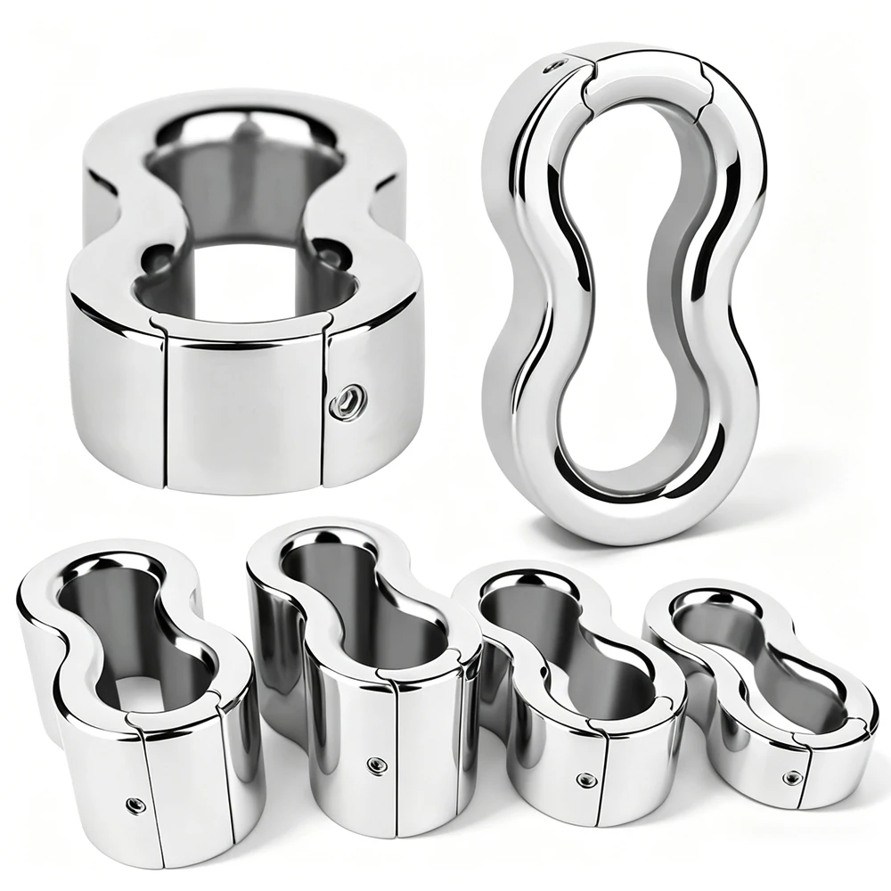 LEZEE Stainless Steel Semen Lock Ring Scrotum Stretcher Heavy Metal Testicle Weight Ring Delay Ejaculation Penis Exerciser