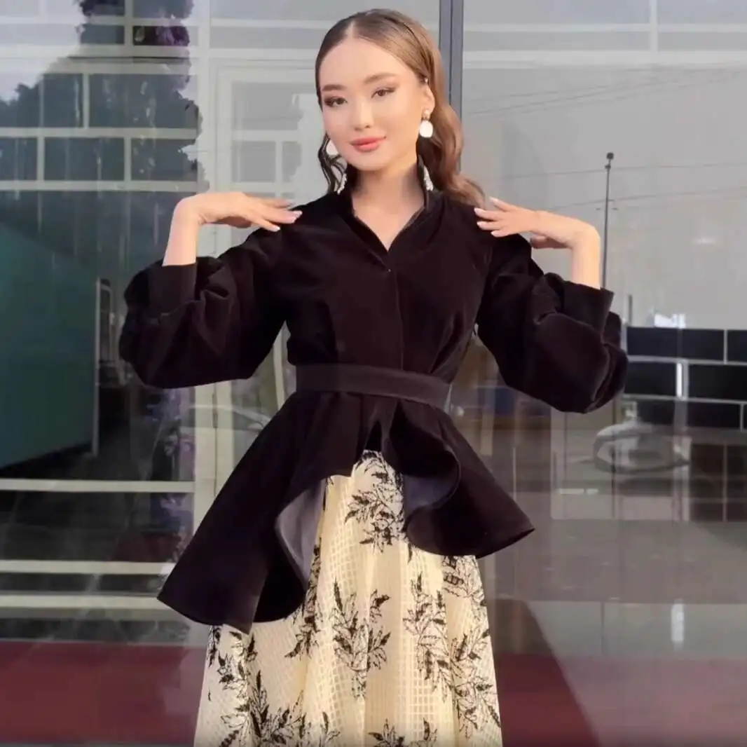 2025 otoño sexy solo hombro negro otoño/invierno nuevo conjunto de falda larga