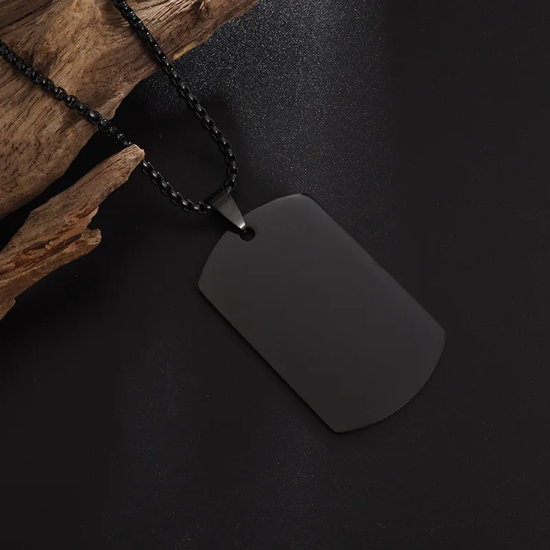 10Pcs 28*50mm Tag Necklace For Men Military Army Nameplate  Blank Pendant Mirror Polished Stainless Steel Jewelry Accessories