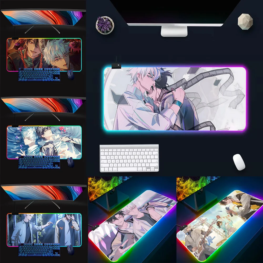 

Anime Link Click RGB Pc Gamer Keyboard Mouse Pad Mousepad LED Glowing Mouse Mats Rubber Gaming Computer Mausepad