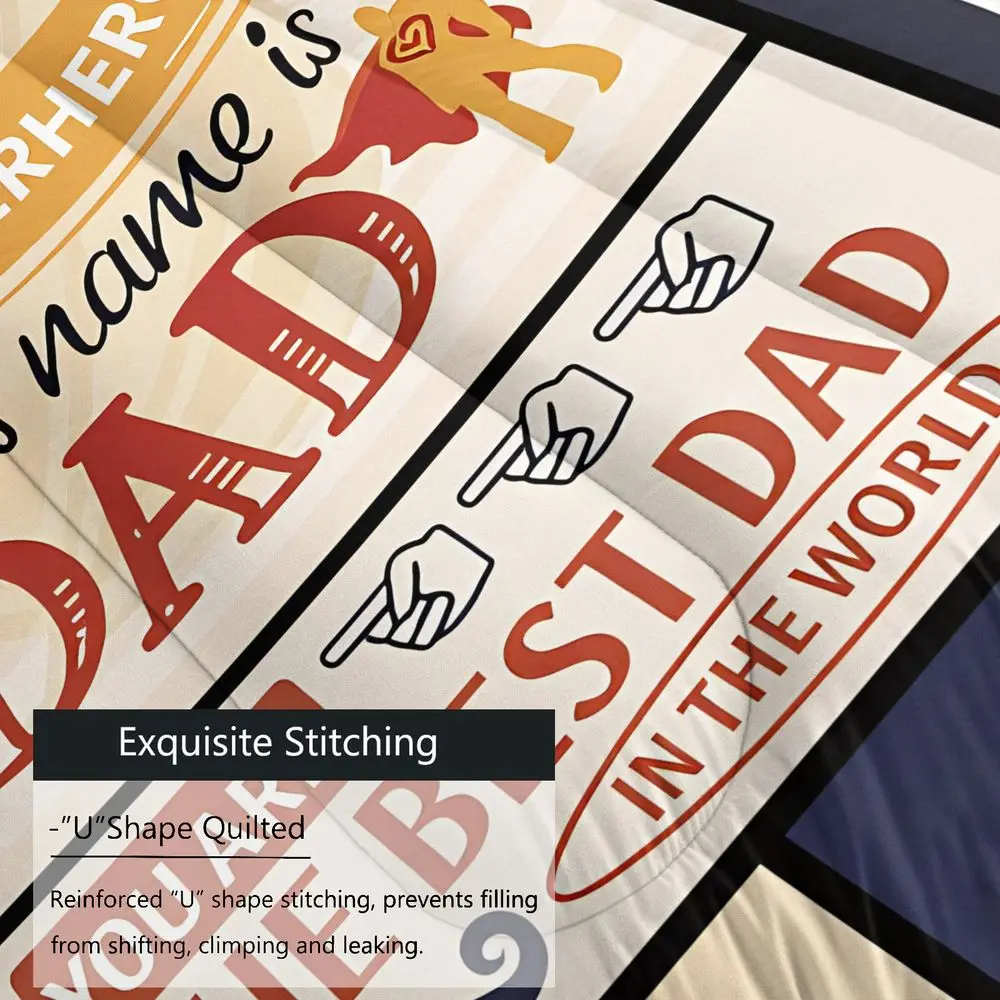 Fotografia 5: Conjunto de Edredom Estampado Pai Super-Herói, Kit Completo de Cama com Fronha, Presente de Feriado para Quarto Masculino, Kit de Sono Macio