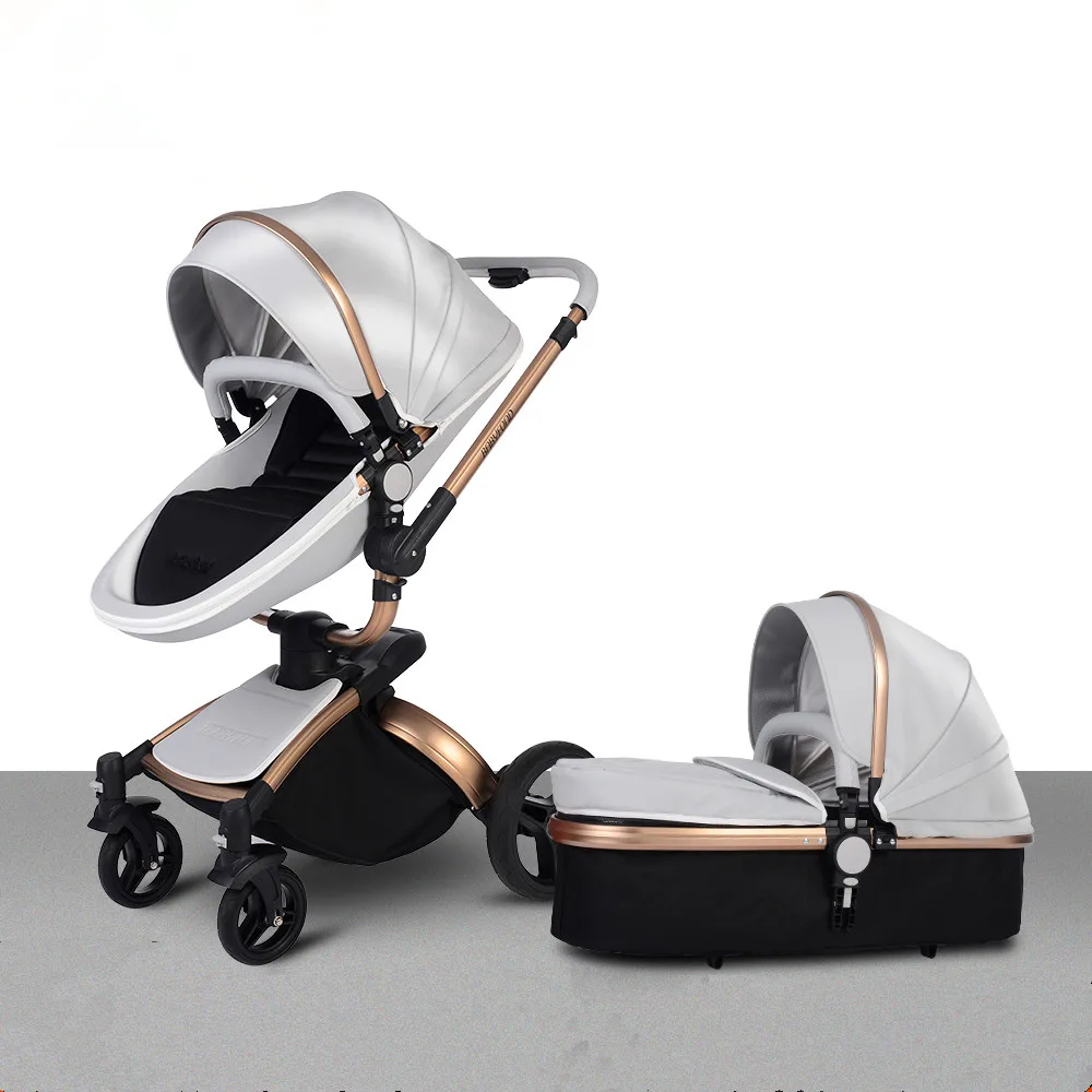 

Hot Sell New Model 2 in 1 Baby Stroller Leather Baby Carriage