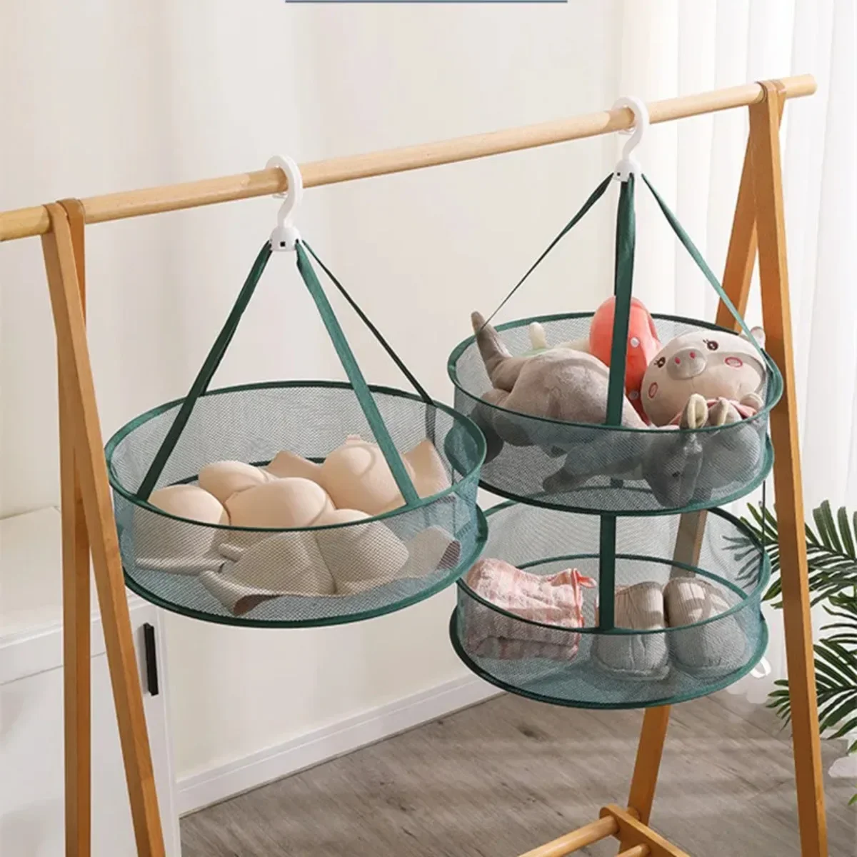 1/2 Layer Net Drying Basket Household Folding Towel Underwear  Anti-deformation Herb Drying Rack Clothes Storage Container