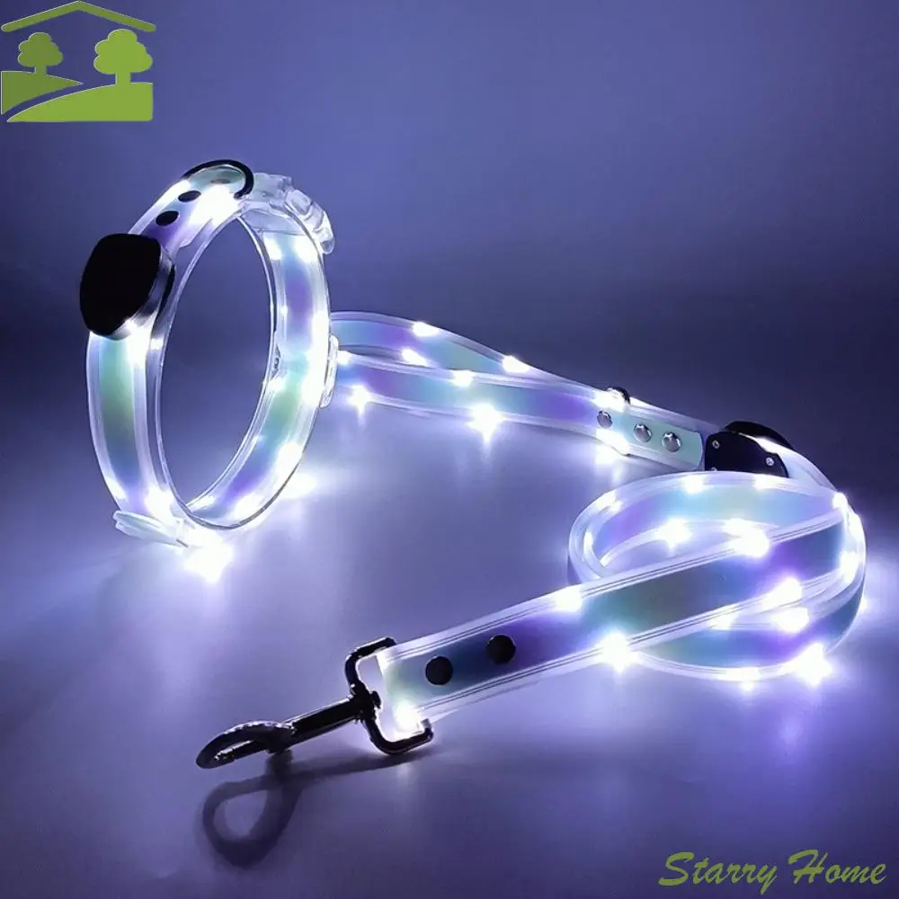 Glowing Dog Collar Leash Rechargeable Adjustable Dog Led Light Collar Weather Proof Anti-lost Luminous Dog Collar