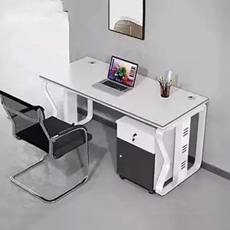 fe-Study Modern Office Desk Computer Gaming Standing Drawer White Luxury Design Office Desk Display Ufficio Commercial Furniture