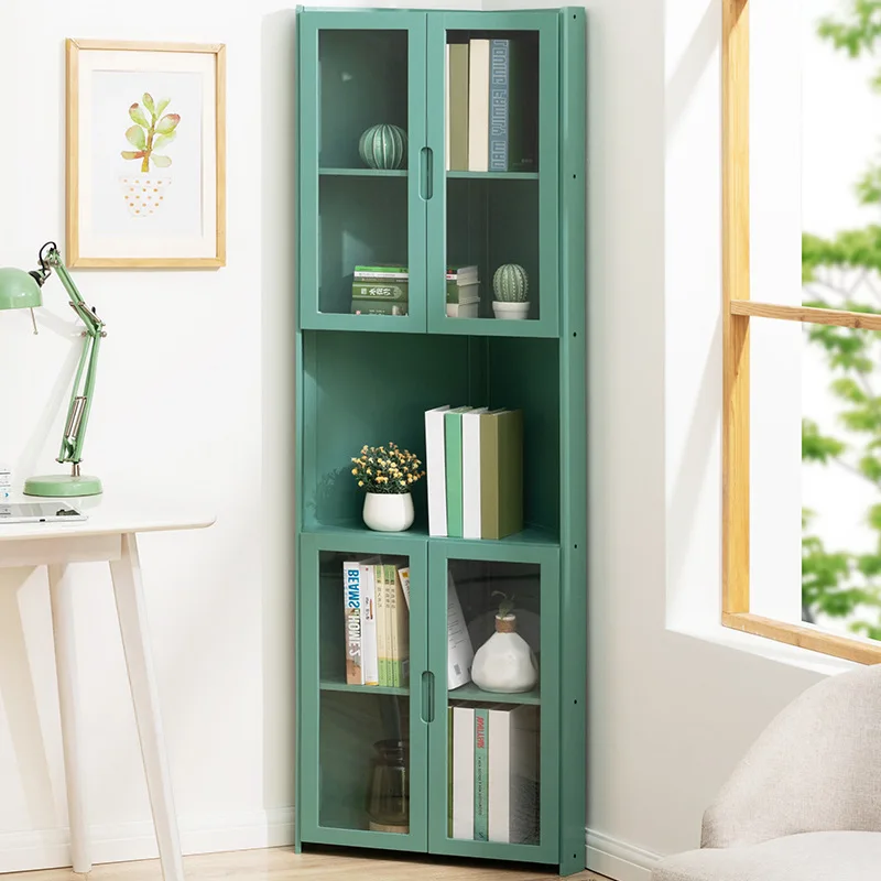 Floor-to-ceiling bookcase corner storage, locker integrated multi-layer shelf display cabinet