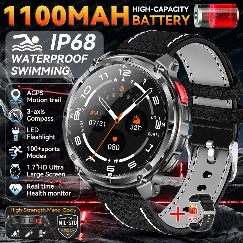2026 Nieuwe T-Rex3 Ultra 1100 mAh Super Capaciteit Batterij Volwassen Mannen Smart Horloge 1.7 "Groot Scherm Oproep 5ATM Waterdichte Sport Horloges - afbeelding 1