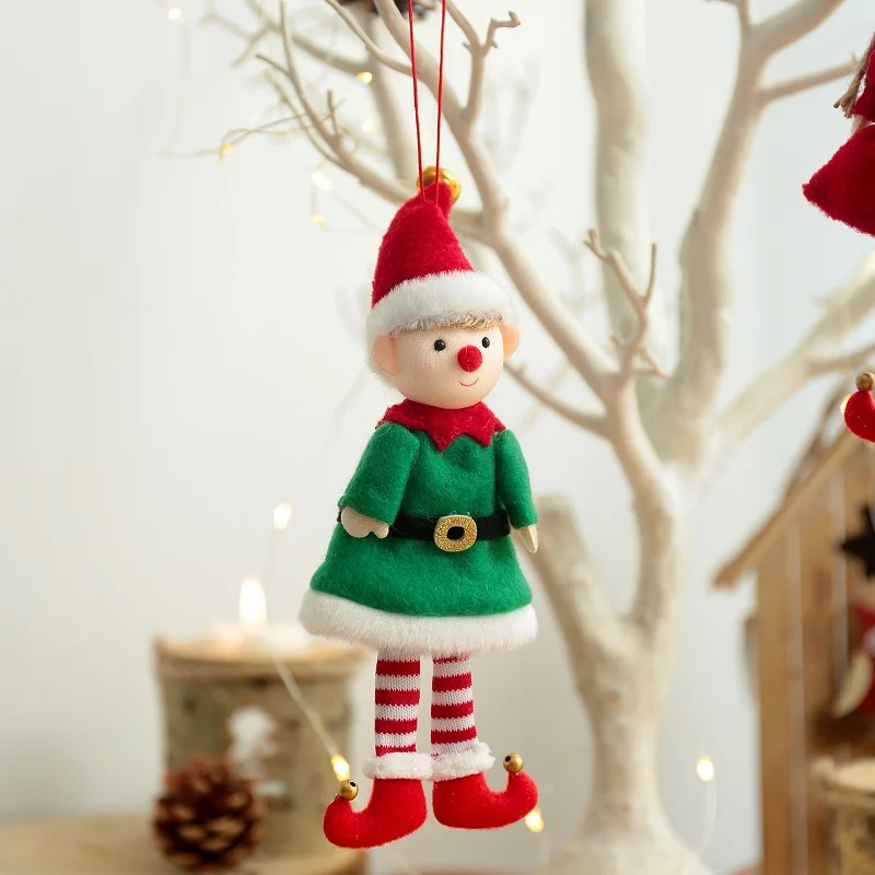 New Year 2024 Christmas Elf Doll Ornaments Xmas Tree Hanging Pendant Navidad 2023 Santa Kids Gift Christmas Home Decoration