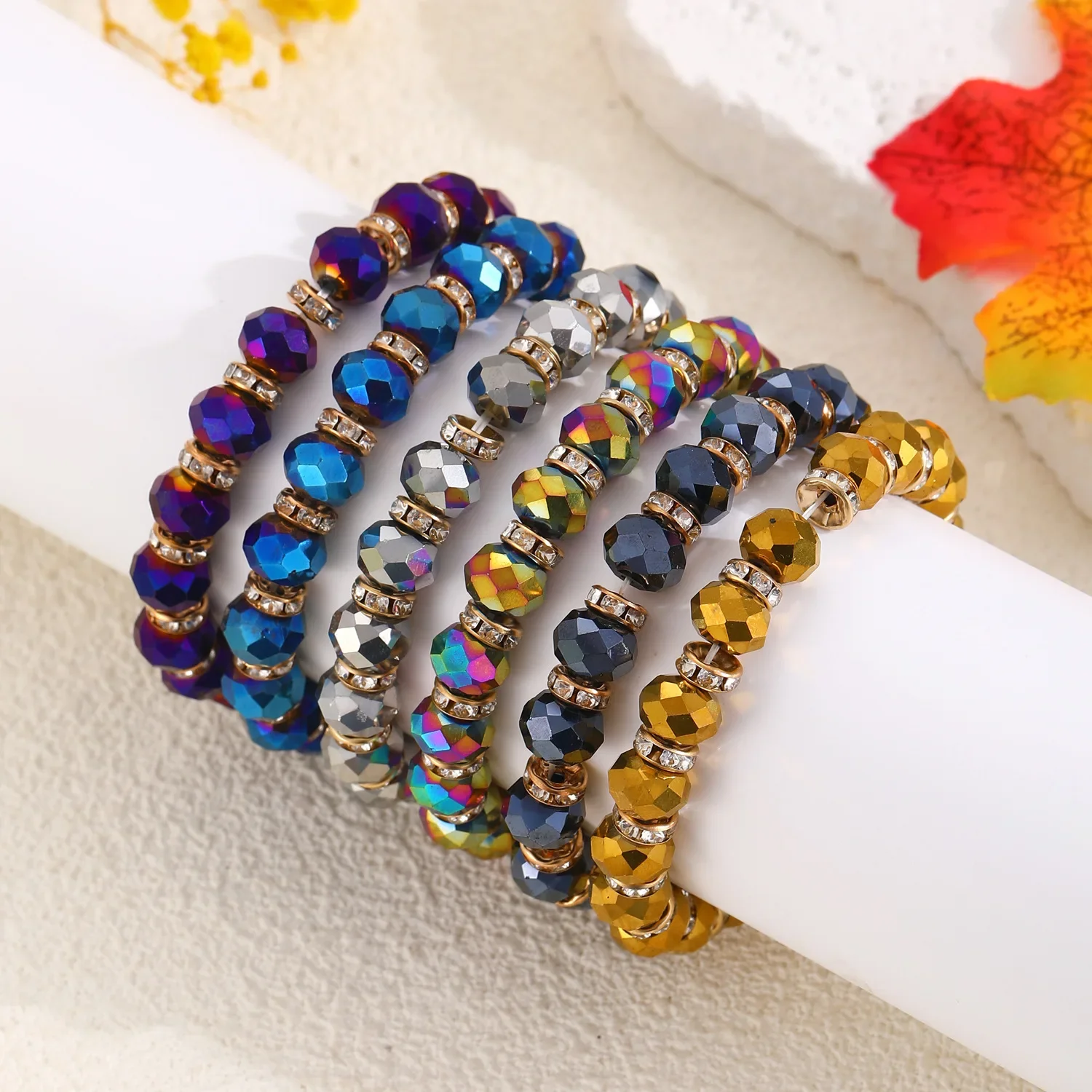 LATS Fashion Handmade Lozenge Bead Colourful Crystal Bracelet for Women Men Bohemian Beaded Bracelets Jewelry Party Gift