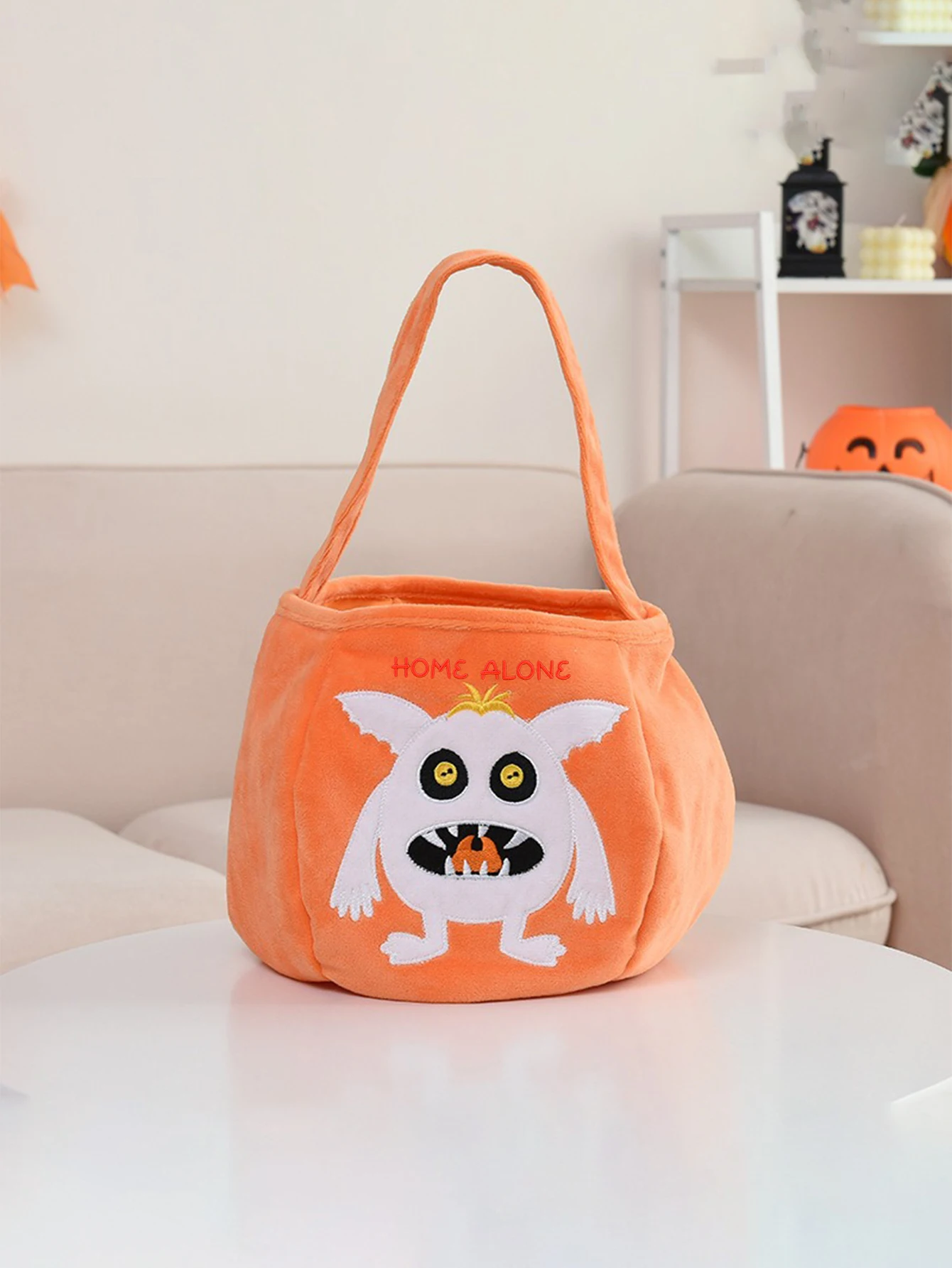 (Please private message customer service) Embroidery DIY graphic customization, Halloween pumpkin shoulder bag