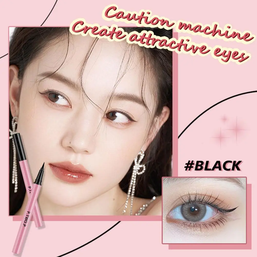 1pcs Black Liquid Eyeliner Waterproof Long-Lasting Eye Liner Tools Quick-Dry Professional Cosmetics Matte Liquid No Pen Blo K2N4