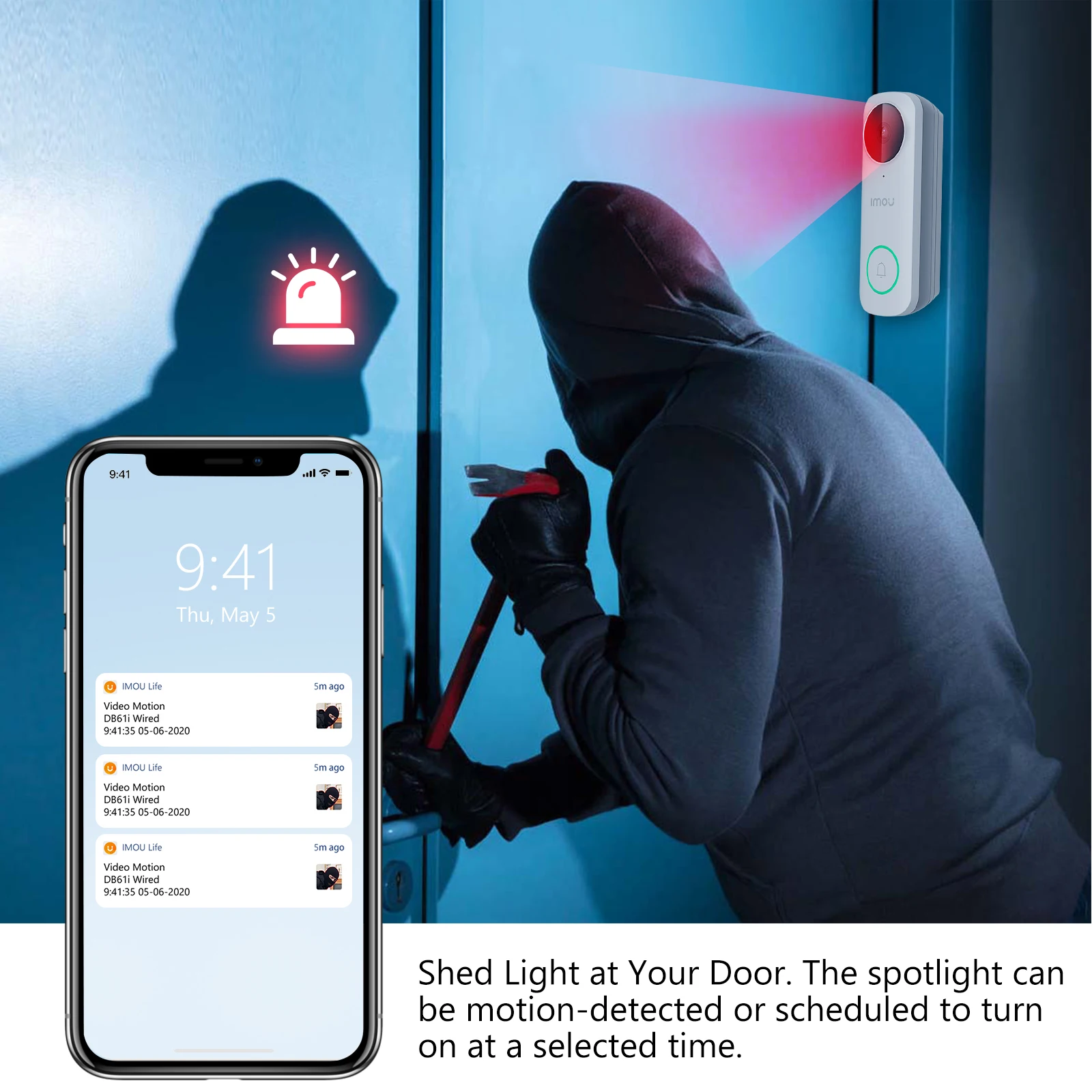 Imagem -05 - Imou Smart Door Bell Câmera Home Wired Video Security Protection Visão Noturna Ip65 à Prova de Intempéries 5mp Db61i