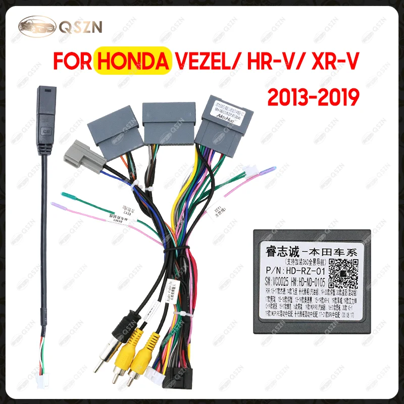 Car Radio Canbus Box Adaptor HD-RZ-01 For HONDA VEZEL/ HR-V/ XR-V 2013-2019 With Wiring Harness Power Cable Android Car Radio