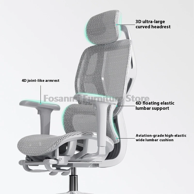 발판이 있는 현대적인 메쉬 인체공학적 안락 의자 홈 오피스 작업 책상 의자 조정 가능한 하이백 게임용 컴퓨터 회전 의자