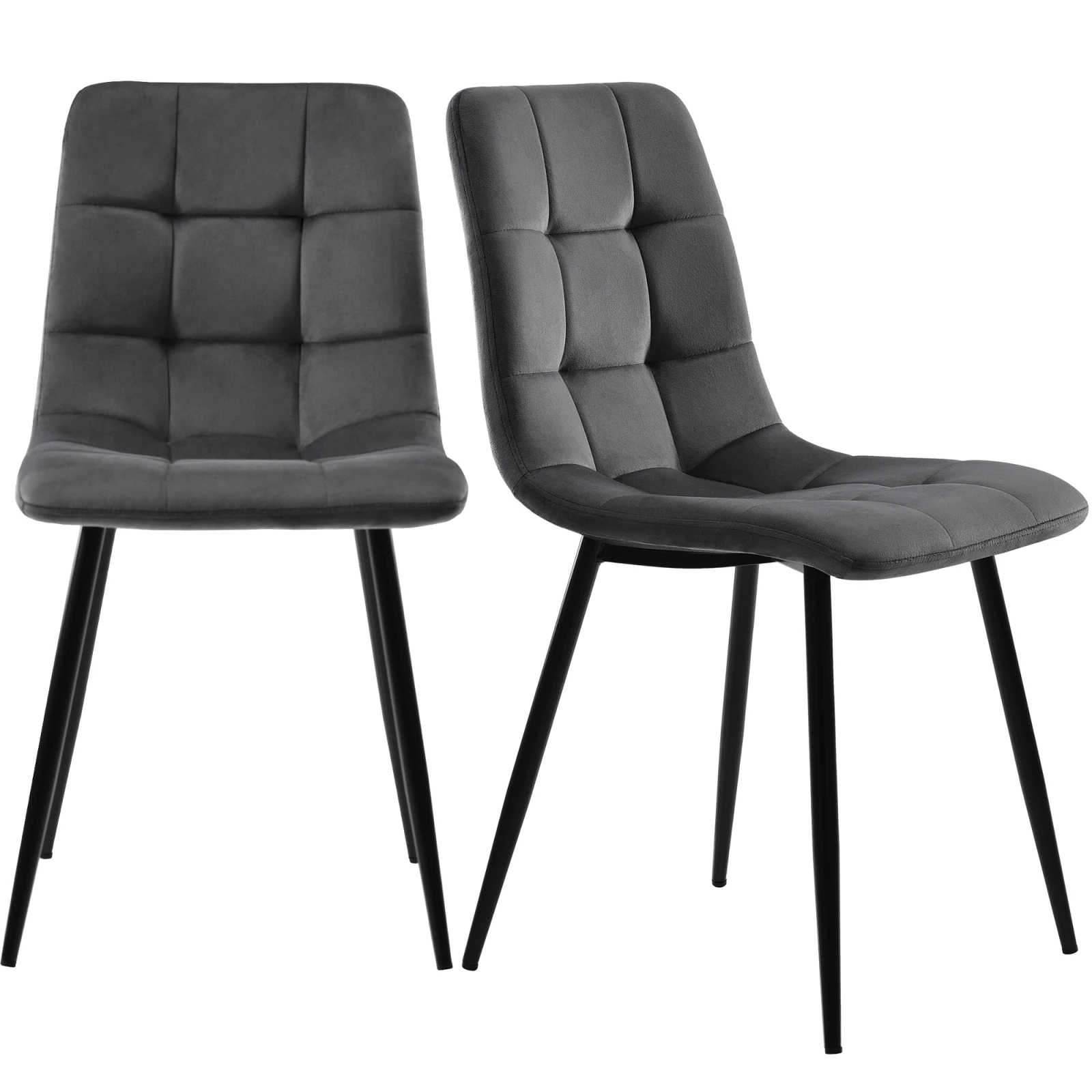 Rosahqnda Esszimmerstühle, Set of 4, gepolsterte Designer-Stühle mit Rückenlehne, Sitzfläche aus Velvet/Linen und Metallgestell – Detail 22