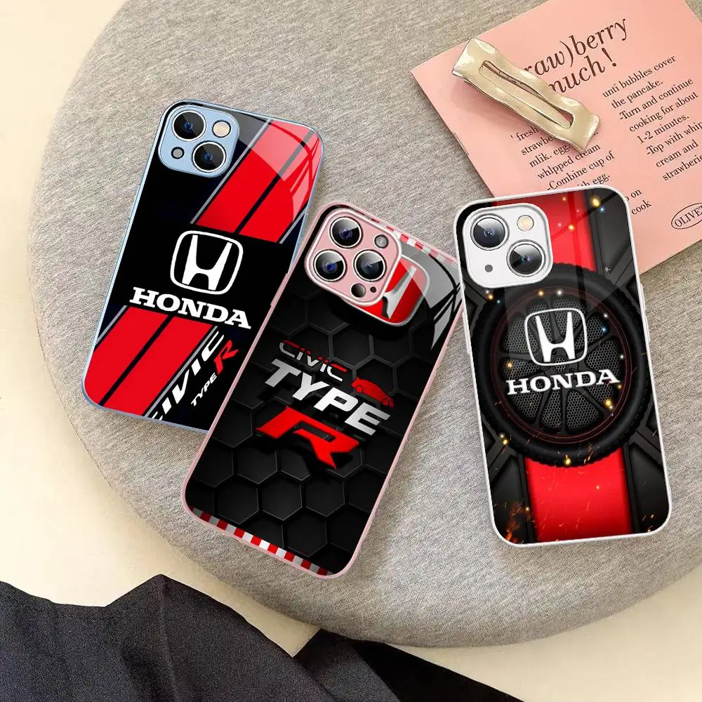 

H-HONDAS Motorcycle Logo Tempered Glass For Iphone 14 13 12 11 Pro Mini XS MAX 14Plus X XS XR Fundas