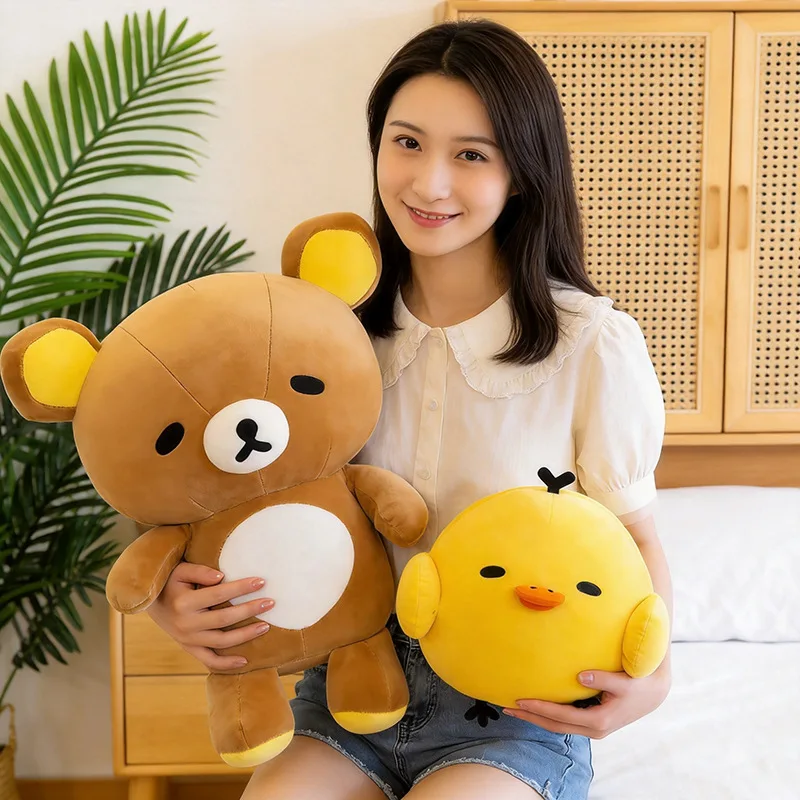 Kawaii Rilakkuma Kiiroitori Plush Toys 10/50cm Lazy Sitting Easy Bear Yellow Chick Soft Stuffed Pillow Bedroom Decor Dolls Gifts