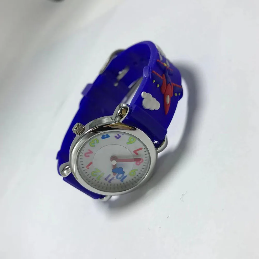 Blue 3D Cartoon Watch Creative Fighter Design Waterproof Wristwatch Durable Safe Comfortable Birthday Gift