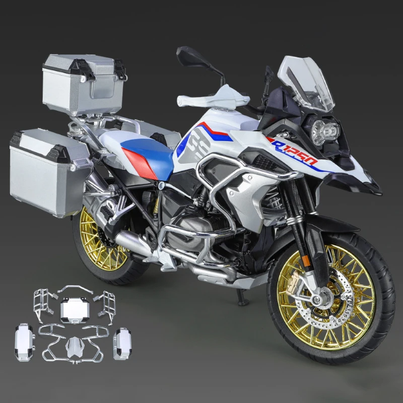 1:9 R1250GS ADV Motorcycles Simulation Alloy Motorcycle Model Shock Absorbers Sound and Light Collection Toy Car Kid Gift