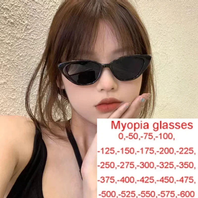 Polarized Fashion Vintage Cat Eye Myopia Sunglasses Women Small Frame Nearsighted Sun Glasses Uv400 Protection Eyewear