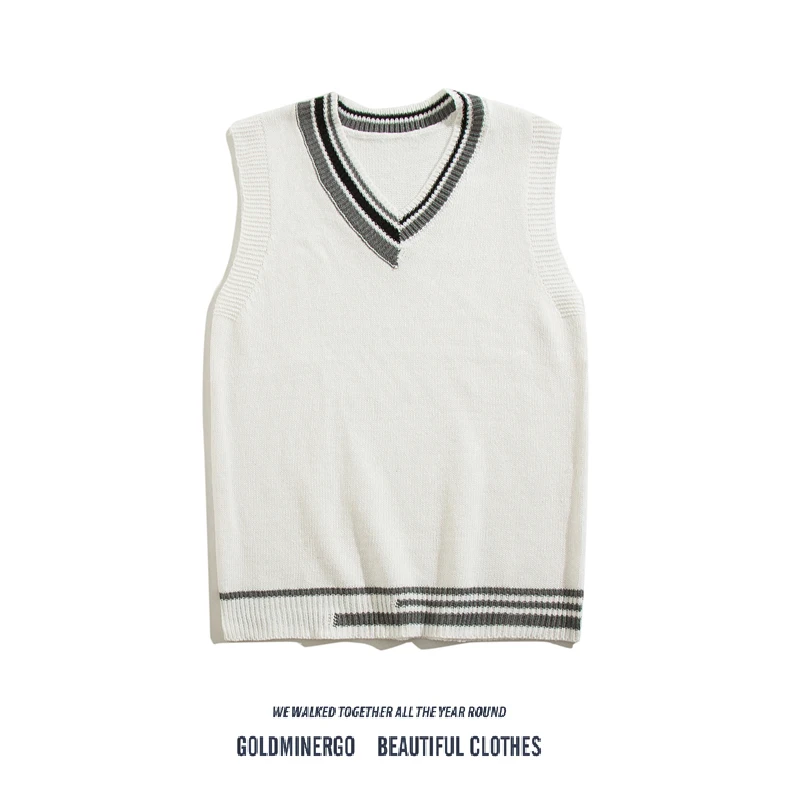 

Свободный вязаный жилет с v-образным вырезом, мужской осенне-зимний ленивый жилет без пуговиц с внутренней стороны, повседневный модный молодежный энергетический жилет