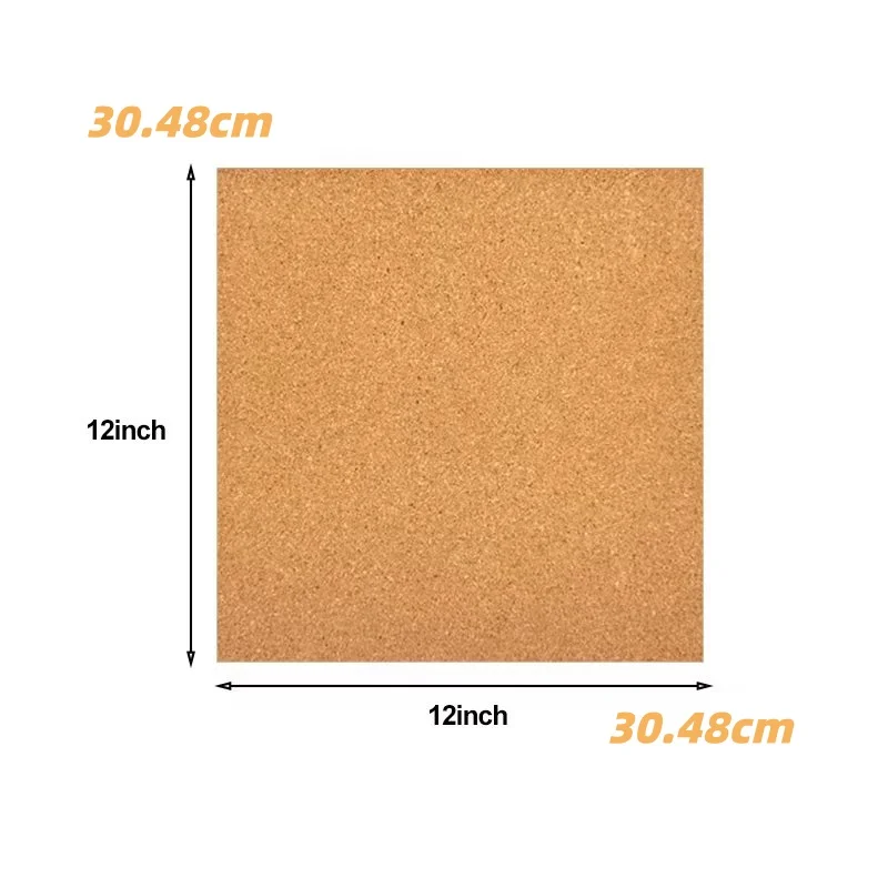 2/4/6 Pieces of Square Cork Boards with Adhesive Backing, Size 12inch X 12inch (30*30cm), Thickness 6mm (0.236in), Suitable for Self-Adhesive Bulletin Boards on Walls, Cork Board Sheets, Can Be Used for Schools, Offices, and Home Decoration view 6