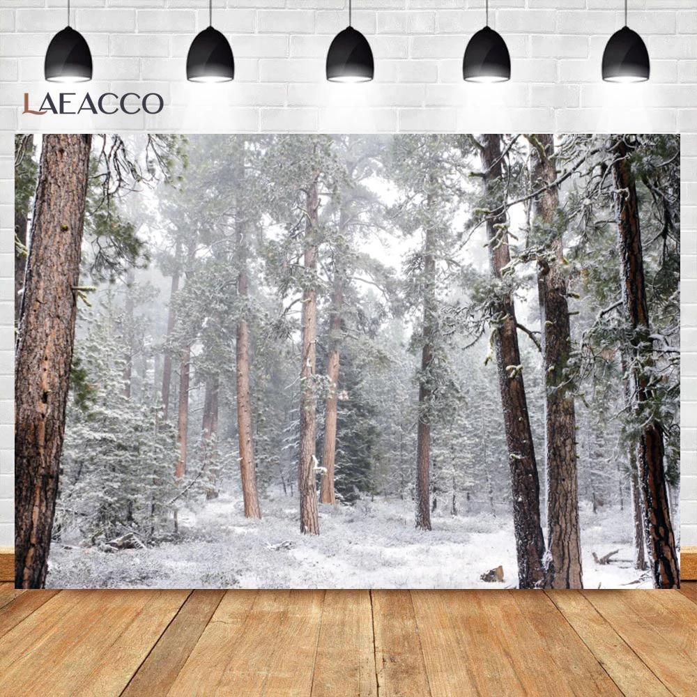 Old Tree Forest Winter Snow Park Outdoor Scenic Photography Backdrop Christmas Photographic Background Photocall Photo Studio