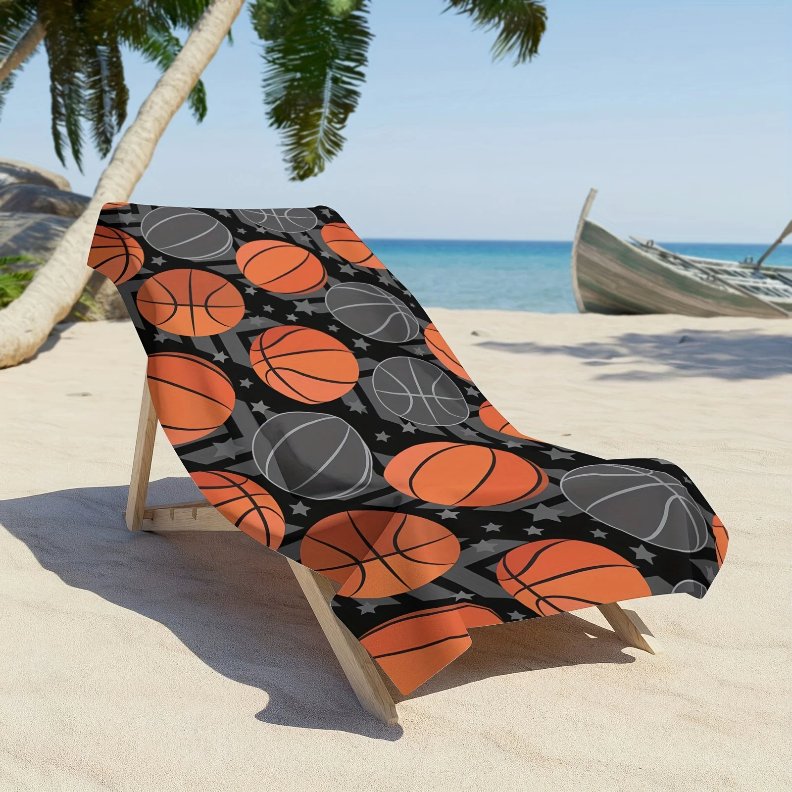 Basket Ball Printed Beach Towel Quick Drying Absorbent Beach Towel Soft The Big Game Beach Blanket For Camping Swimming