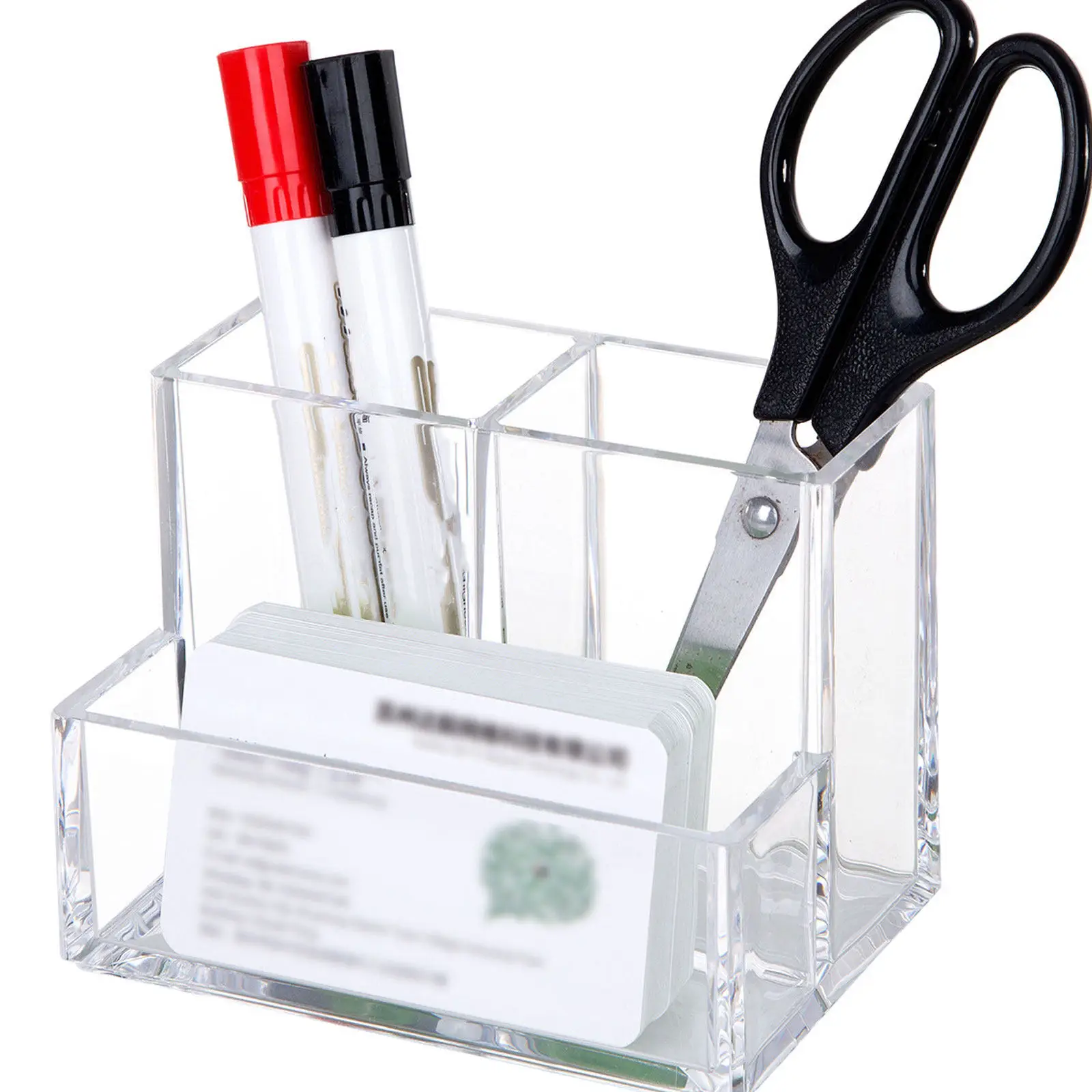 1Pcs Transparent Acrylic Storage Case Space Saving Desktop Organizer Pen Holder Container Office Supplies Sundries