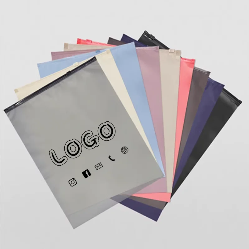 50pcs Colorful Matte CPE Zipper Bags for Clothing and Personal Items, Sealed Bags with Custom Logo Support