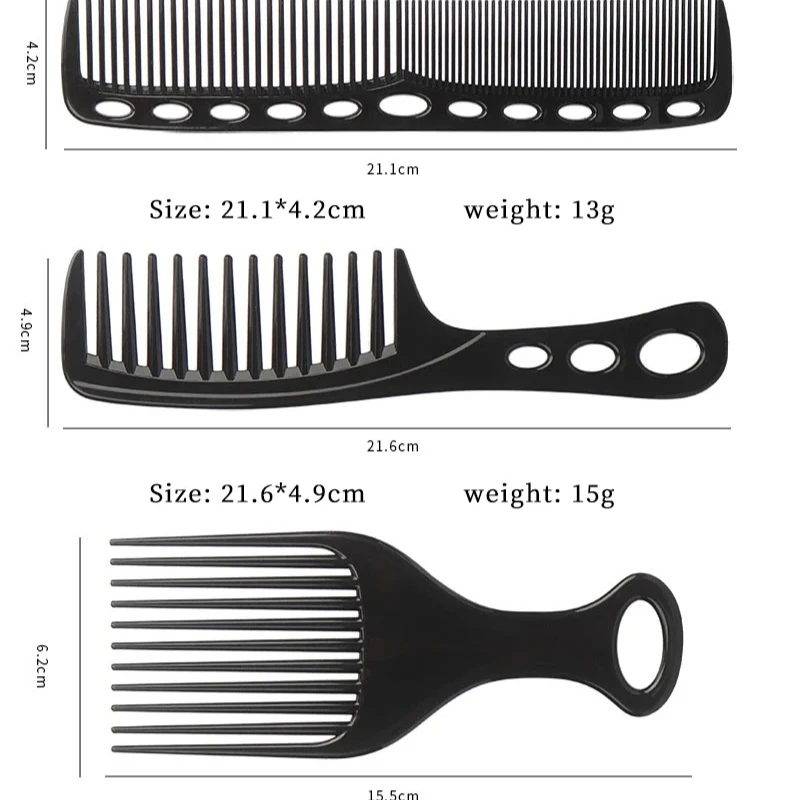 6 uds nuevo estilo peluquería hombres mujeres salón de belleza peluquería cepillo negro peines cepillo para el cabello