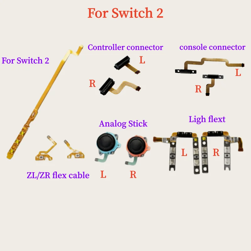 5 шт. ZL ZR Key Ribbon Flex Cable для NS2 Joycon Analog Stick для Switch 2 Power ON OFF Flex Cable Магнитный разъем-порт