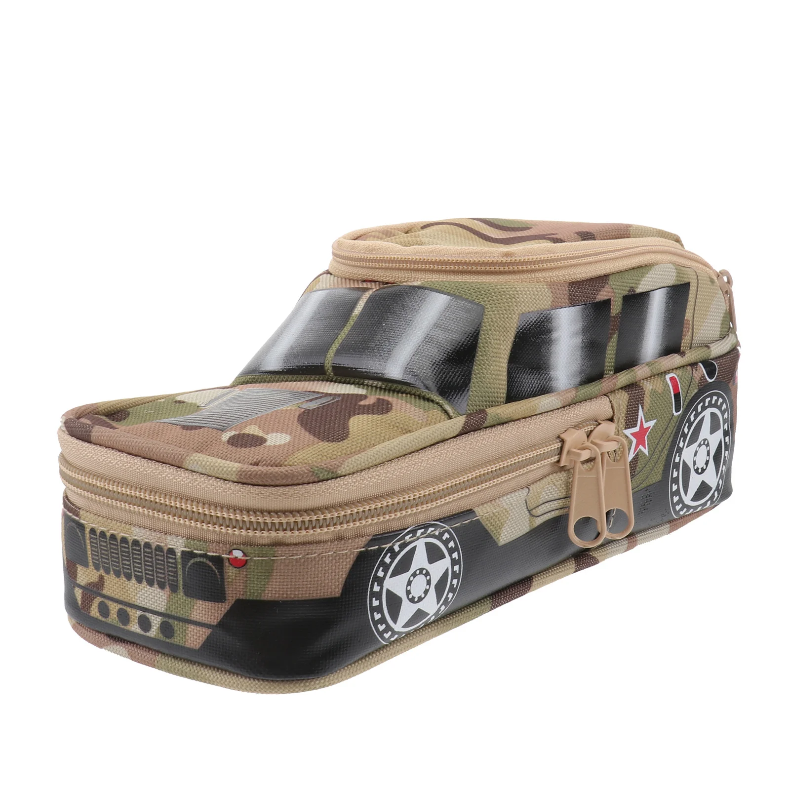 Pencil Case Nylon Off-Road Vehicle Pattern Yellow Password Lock Large Capacity Storage Bag Stationery Organizer for Kids