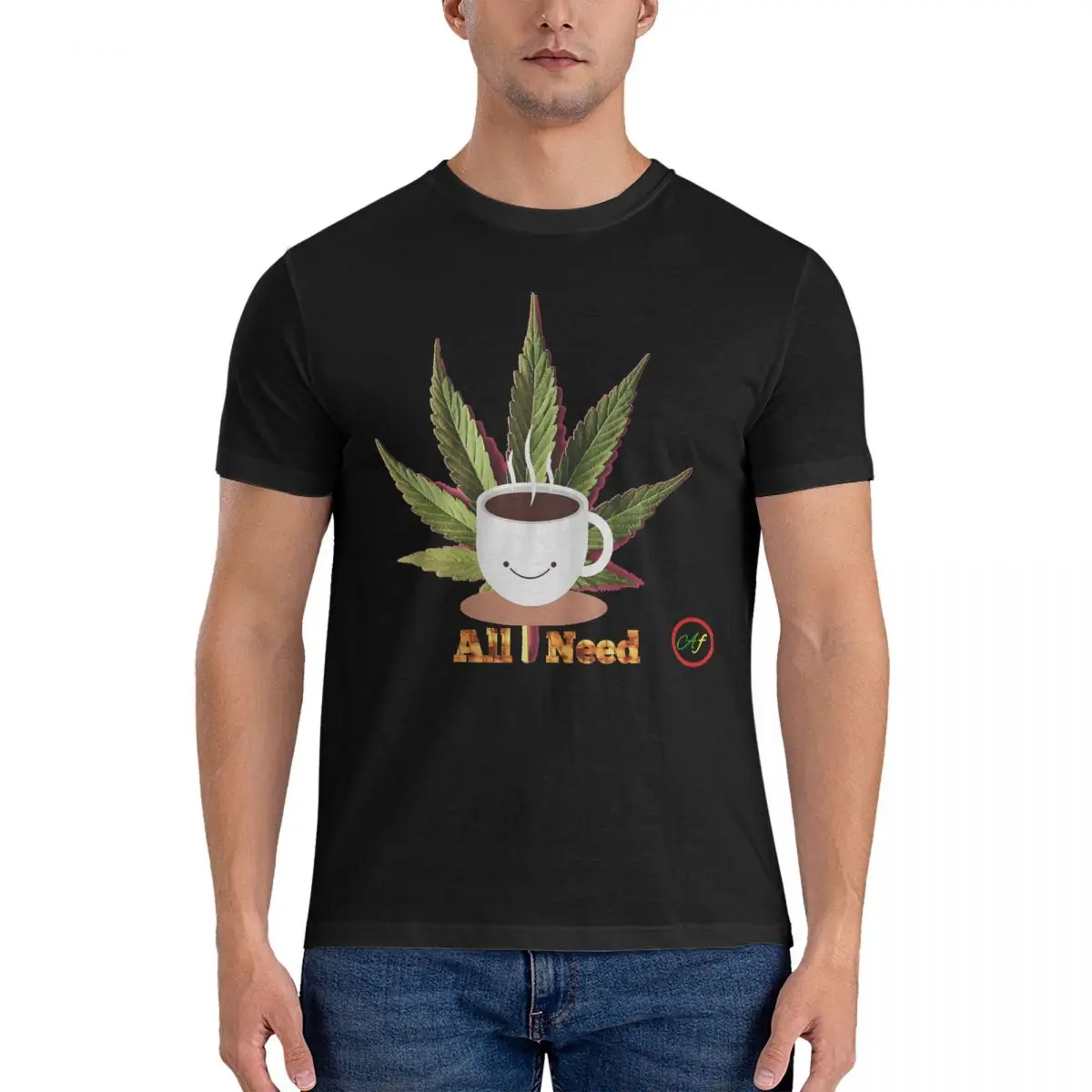 Men's T-Shirt Coffee And Weed Fitted Scoop Unique 100% Cotton Tees Short Sleeve Cannabis T Shirts Round Collar Tops 6XL