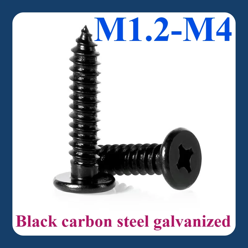 

M1.2-M4 Black Carbon Steel Galvanized Ultra-thin Cross Flat Head Self-tapping Screws