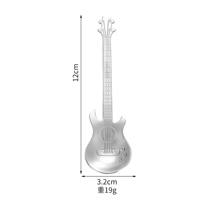 3PCS Stainless Steel Guitar Coffee Teaspoons Creative Cute and Easy To Clean Musical Coffee Sugar Spoon Milk Tea Shop Use Spoons view 5