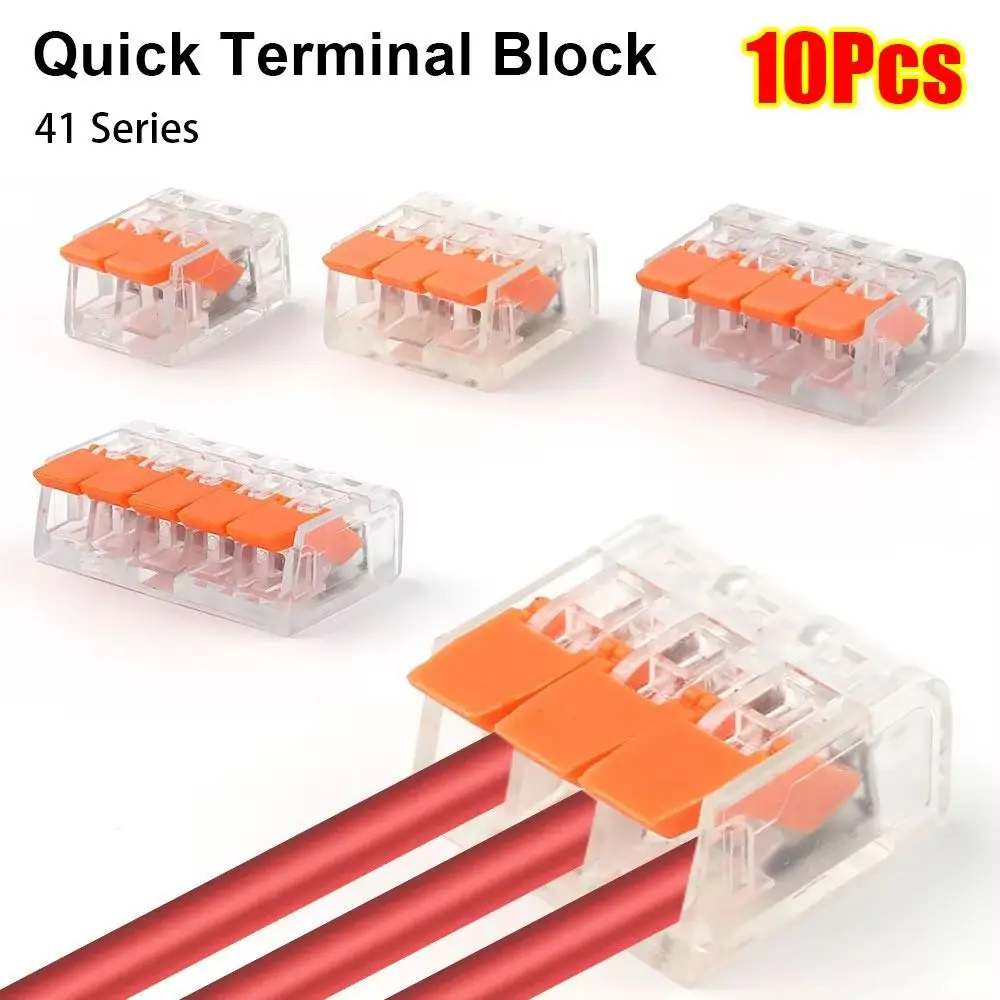 10Pcs 2/3/4/5 Pins Electrical Wire Connector Push-in AWG24-12 Quick Terminal Block Universal 41 Series Wire Connector Terminals
