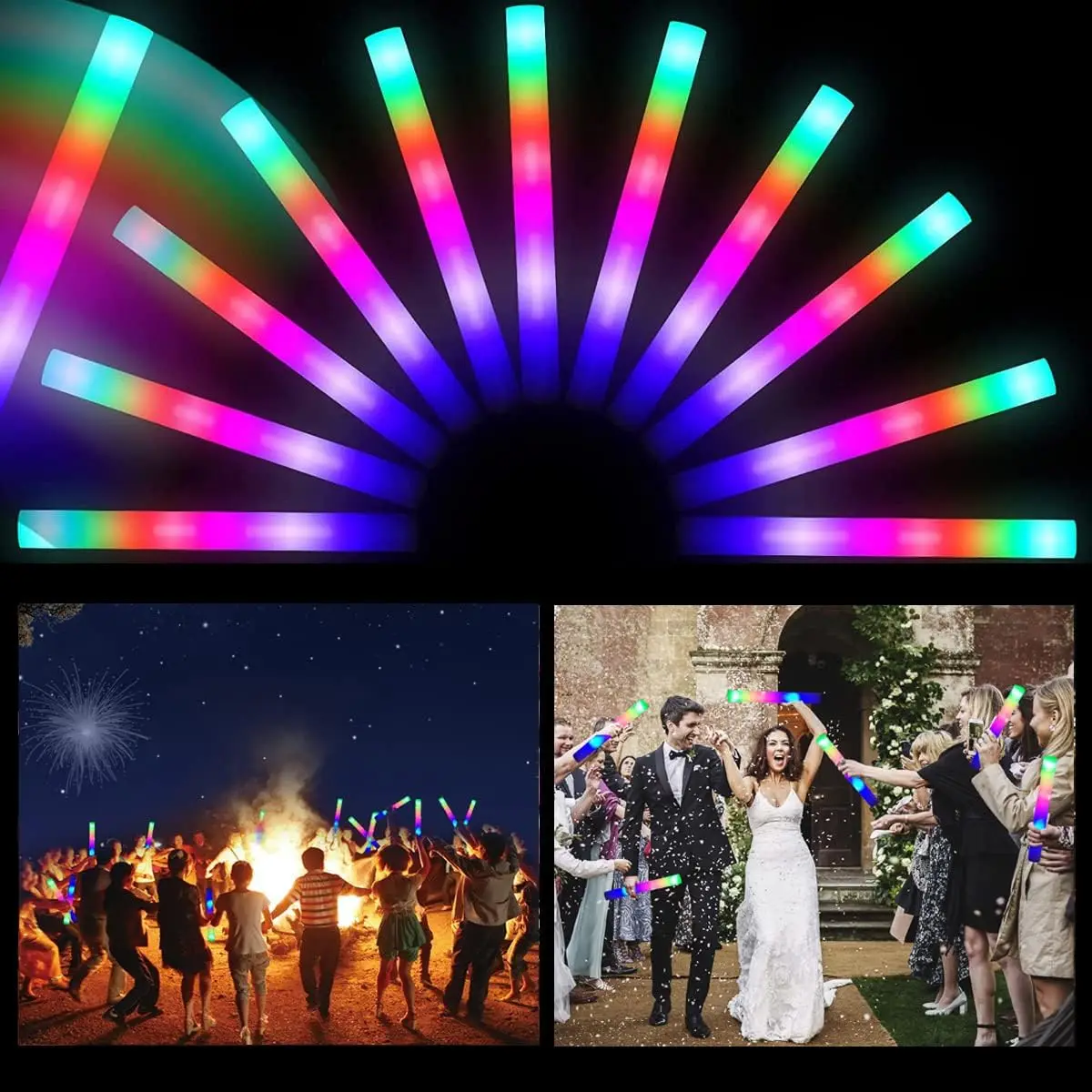 

16" Foam Glow Sticks, 50 PCS, A Hit As Christmas Party Favors for Crazy Teen 12+, Led Lights Glow in the Dark Party Supplies