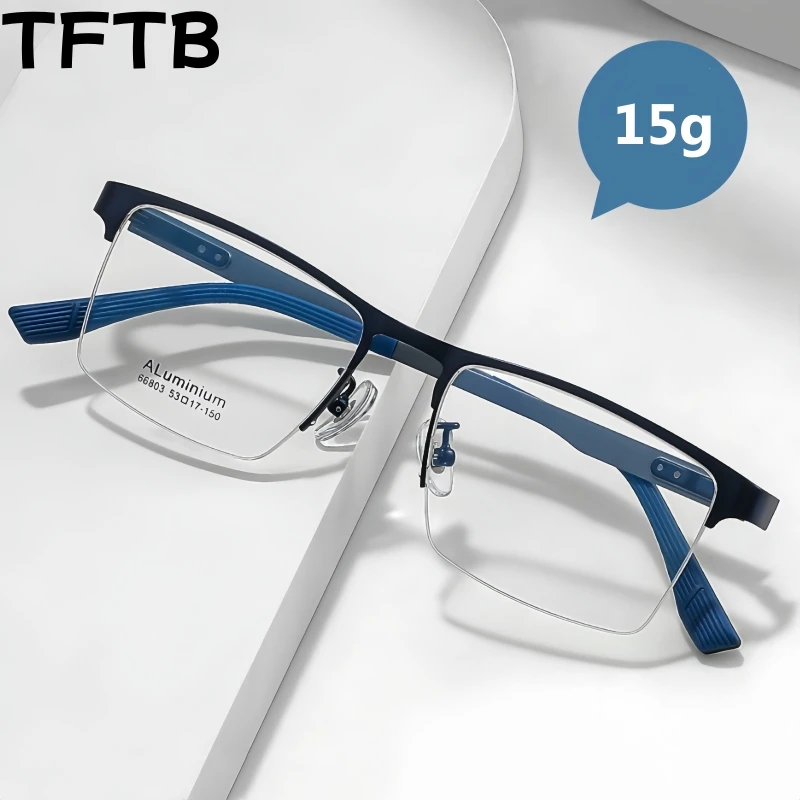 

TFTB Business Men's Half-frame Glasses High Quality Ultra-light Square Fashion Small Optical Prescription Eyeglasses Frame 66803