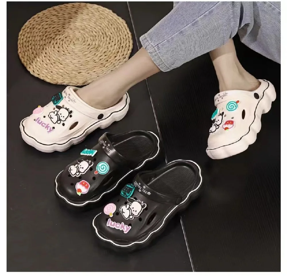 Sanrio Pochacco Slippers Cartoon Kawaii Cute Anime Student Outdoor Home Bathroom Bathing Anti-Slip Sandal Kids Toys Girls Gifts