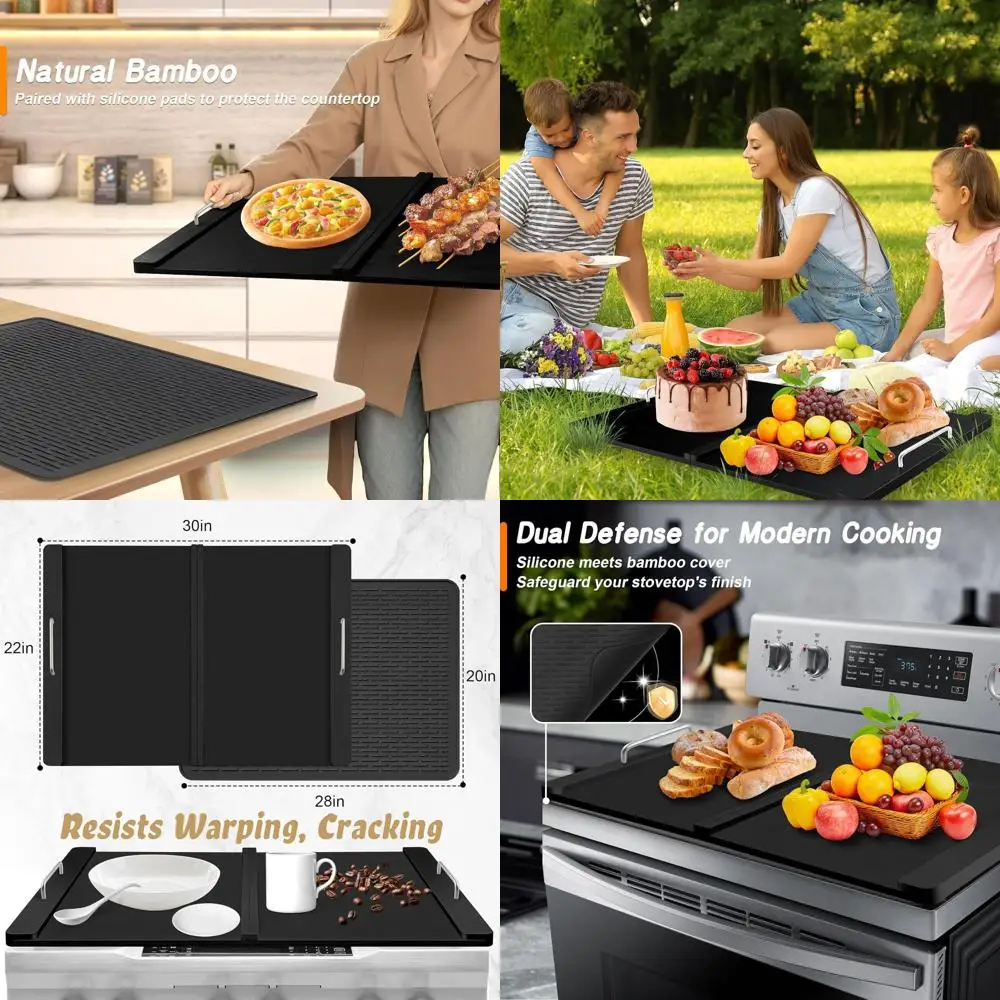 

Силиконовые чехлы для электрической и газовой плиты, складная доска для лапши, защита для плиты на колесах, набор разделочных досок над раковиной - черный