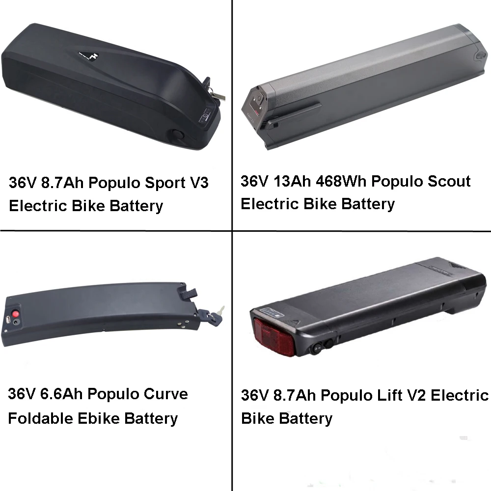 

E-Bike Lithium-ion Battery 36V 6.6Ah 8.8Ah 13Ah Ebike Battery for Populo Sport V3 Scout Lift V2 Curve Foldable Electric Bike