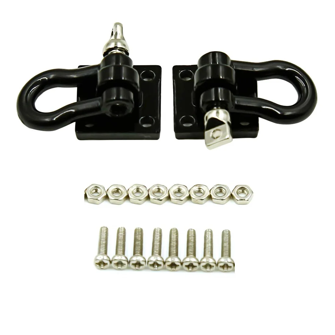 2 шт., буксировочная Пряжка для прицепа, крючки для буксировки, металлические скобы для альпинизма, трейлера для 1/10 радиоуправляемого автомобиля, грузовика, автомобиля для альпинизма (черный)