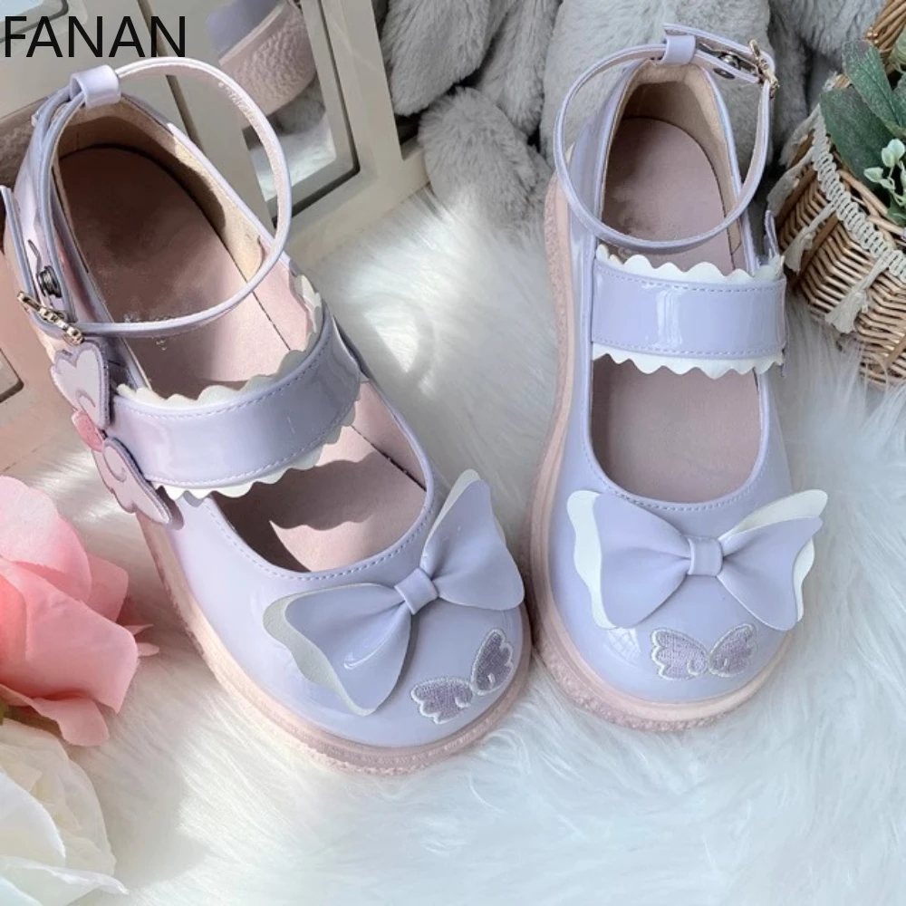 

2025 New Kawaii Flats Women's Shoes Lolita Cute Sweet High Heel Pink Shoes Japanese Platform Jk Mary Jane Shoes Pumps