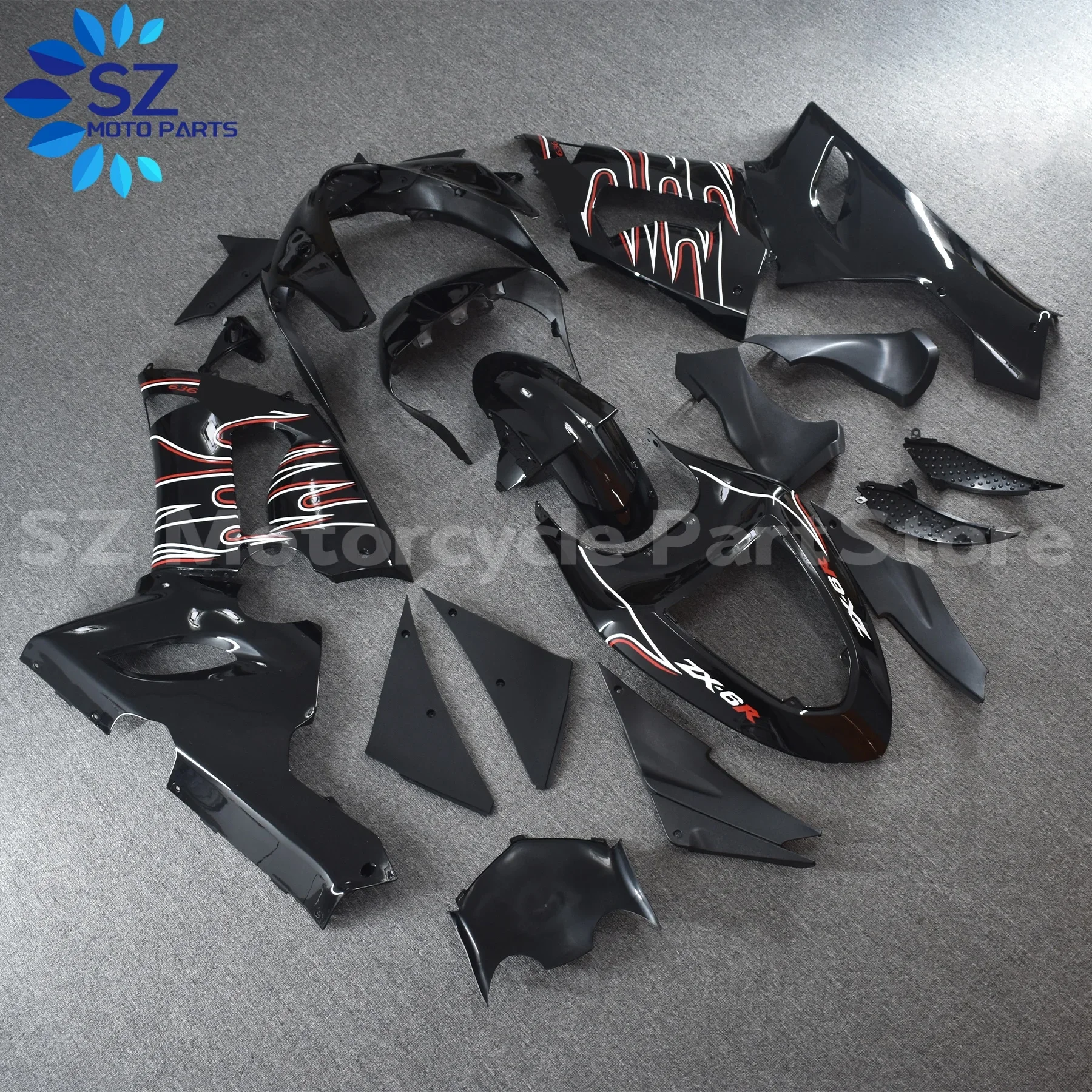 새로운 ABS 오토바이 풀 페어링 키트, 가와사키 ZX-6R ZX6R 636 2005 2006 05 06 맞춤형 페어링 키트 바디워크 쉘 세트