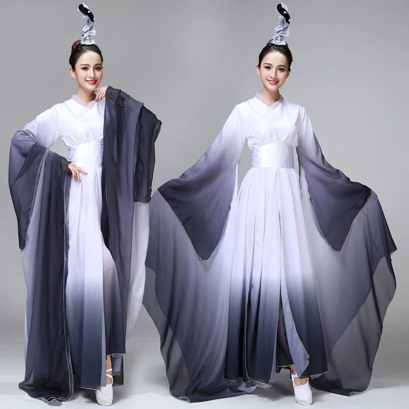 Ropa de hadas de Baile Folclórico clásico de manga larga, disfraces de baile de mangas de agua para adultos, Hanfu nacional antiguo, rendimiento de Yangko