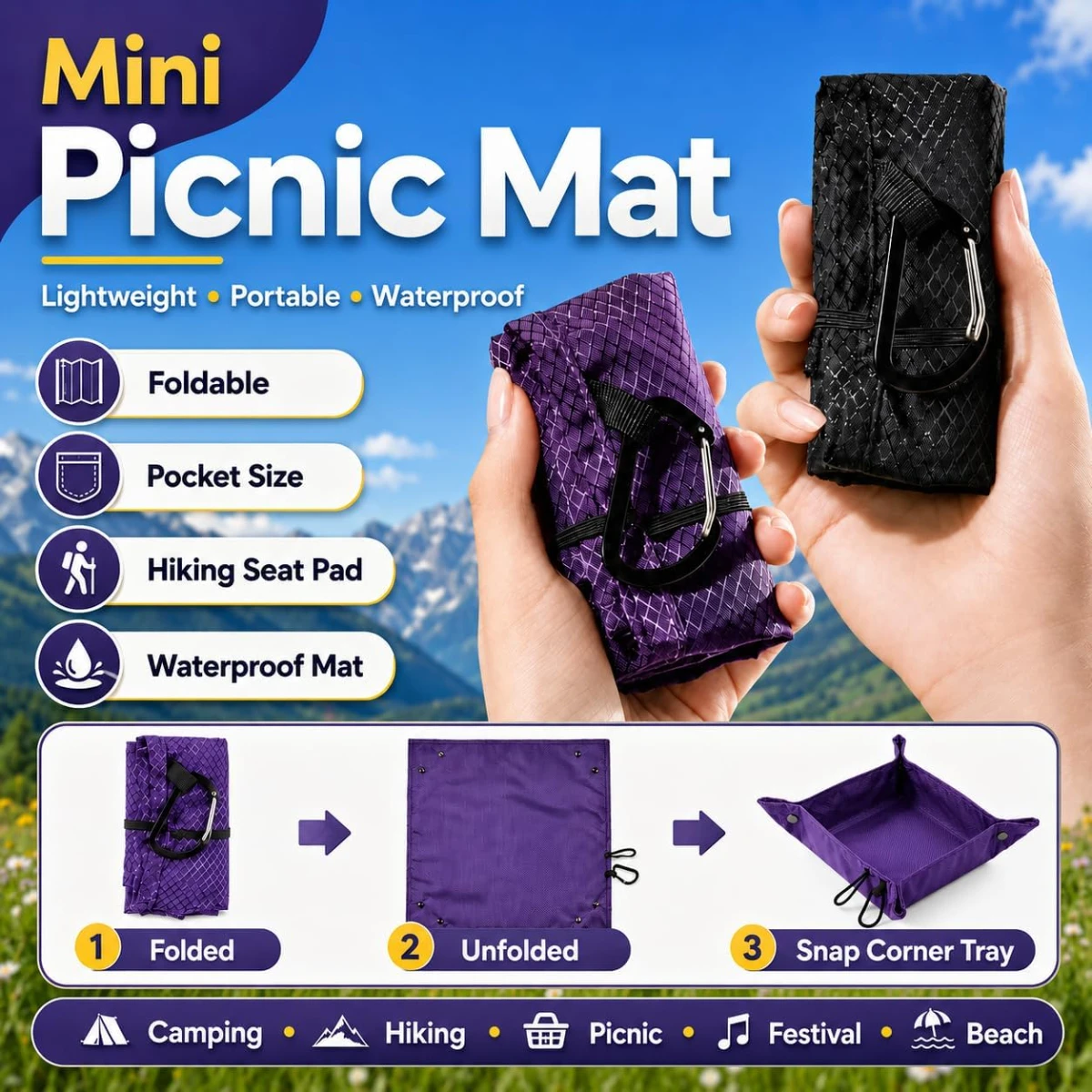 Outdoor Camping Mat Waterproof - Portable Waterproof Picnic Mat Moisture-proof Mat